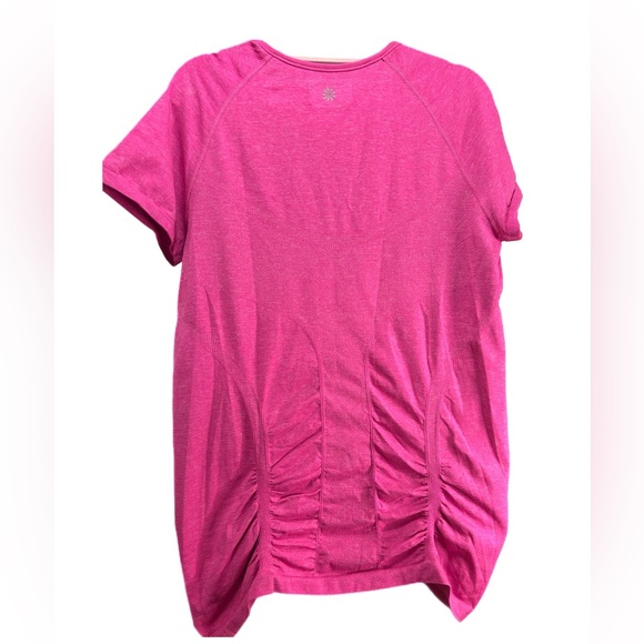 Athleta Fastest Track Short Sleeve Ruched Pink Tee Size XL - Picture 2 of 5